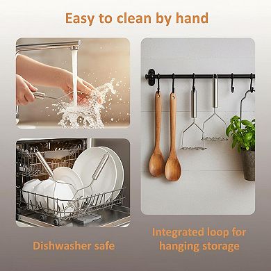 2 Pack Stainless Steel Potato Masher Set with 2 Styles for Vegetables Fruits Beans