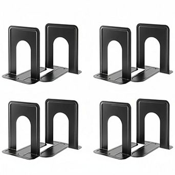 Universal Heavy Duty Metal Bookends Non-Skid Sturdy Book Stoppers for Shelves Books CDs Games 4