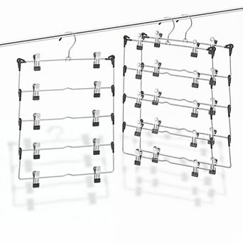 5 tier Skirt Hangers With Clips 3 Pack Space Saving Metal Clothes Hanger