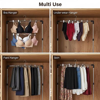 5 Tier Skirt Hangers With Clips 3 Pack Space Saving Metal Clothes Hanger