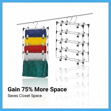 5 Tier Skirt Hangers With Clips 3 Pack Space Saving Metal Clothes Hanger