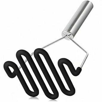 Non scratch silicone potato masher heavy duty stainless steel vegetable masher with soft handle