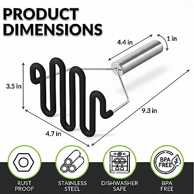 Non scratch silicone potato masher heavy duty stainless steel vegetable masher with soft handle