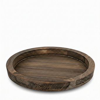 Round Wooden Tray Rustic Farmhouse Decor Serving Coffee Table Centerpiece