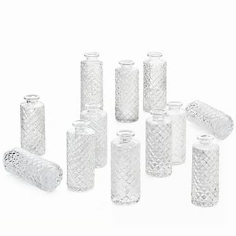 Vintage Glass Bud Vases Set of 12 Small Bulk for Centerpieces Table Decor Wedding Home