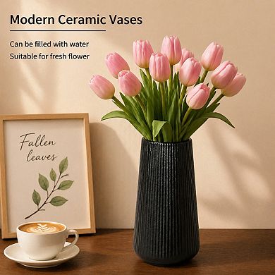 Matte Black Ceramic Vase Small Cute Flower For Pampas Grass Home Decor
