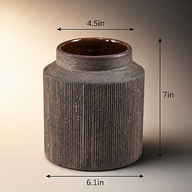 Rustic Farmhouse Ceramic Vase Terracotta Decor for Home Dining Table Living Room