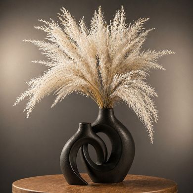 Set Of 2 Ceramic Vases Modern Decorative Handmade For Home Table Decor