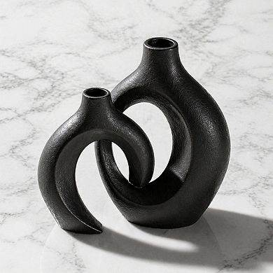 Set Of 2 Ceramic Vases Modern Decorative Handmade For Home Table Decor
