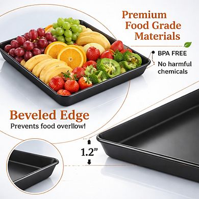 4 Serving Trays for Entertaining Reusable Plastic Shatter Resistant Stackable for Parties Kitchen