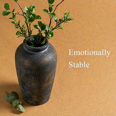 Large Ceramic Rustic Vase 11in Minimalist Farmhouse Decor for Home Living Room Shelf Wedding Table