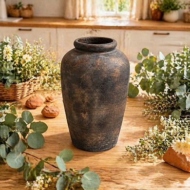 Large Ceramic Rustic Vase 11in Minimalist Farmhouse Decor for Home Living Room Shelf Wedding Table