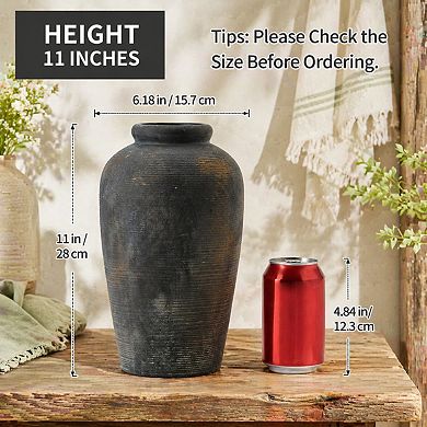 Large Ceramic Rustic Vase 11in Minimalist Farmhouse Decor for Home Living Room Shelf Wedding Table