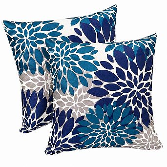 Set of 2 Floral Throw Pillow Covers Linen Square for Sofa Couch Living Room Outdoor