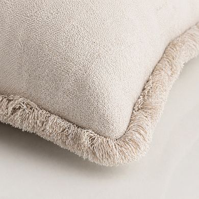Decorative Throw Pillow Covers Neutral Linen Fringe Boho Farmhouse Set Of 2 For Couch Sofa Bed Home