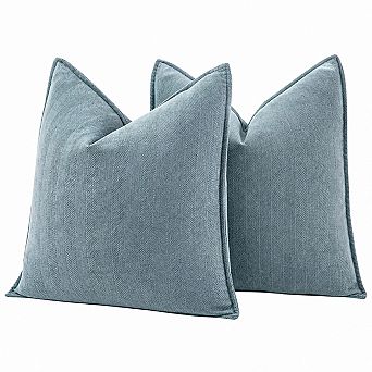 Pack of 2 Chenille Decorative Pillow Covers Soft Luxurious Couch Throw Pillows Farmhouse Cushions