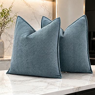 Pack of 2 Chenille Decorative Pillow Covers Soft Luxurious Couch Throw Pillows Farmhouse Cushions