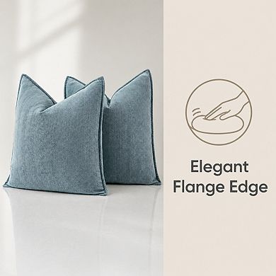 Pack of 2 Chenille Decorative Pillow Covers Soft Luxurious Couch Throw Pillows Farmhouse Cushions