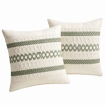 Set Of 2 Boho Macrame Pillow Covers Cotton Polyester Couch Bed Sofa Chair Farmhouse Rustic Spring