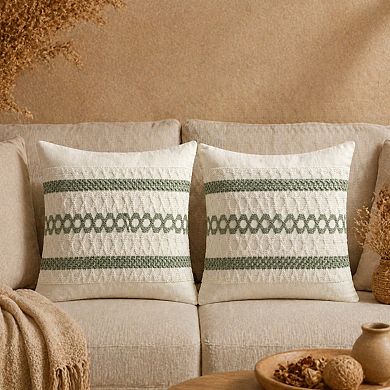 Set Of 2 Boho Macrame Pillow Covers Cotton Polyester Couch Bed Sofa Chair Farmhouse Rustic Spring