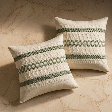 Set Of 2 Boho Macrame Pillow Covers Cotton Polyester Couch Bed Sofa Chair Farmhouse Rustic Spring
