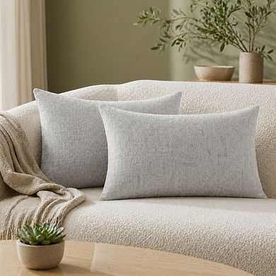 Decorative Chenille Throw Pillow Covers 12x20 Pack of 2 for Couch Sofa Bed Living Room