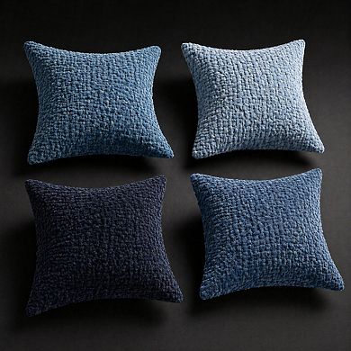 Pack Of 4 18x18 Inch Chenille Throw Pillow Covers Soft Decorative Cushion Covers For Sofa Bed Living