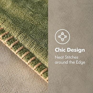 Pack Of 2 Chenille Pillow Covers Stitched Edge Soft Decorative For Sofa Bed Living Room