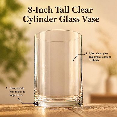 Cylinder Glass Vase Clear Decorative Centerpiece For Home Wedding Events