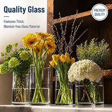 Cylinder Glass Vase Clear Decorative Centerpiece For Home Wedding Events