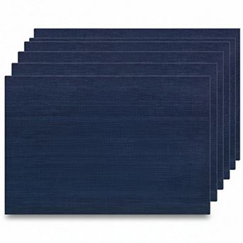 6 pc Washable Wipeable Placemats Heat Resistant Non Slip Woven Vinyl for Dining Table Indoor Outdoor
