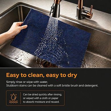 6pcs Washable Wipeable Placemats Heat Resistant Non Slip Woven Vinyl for Dining Table Indoor Outdoor