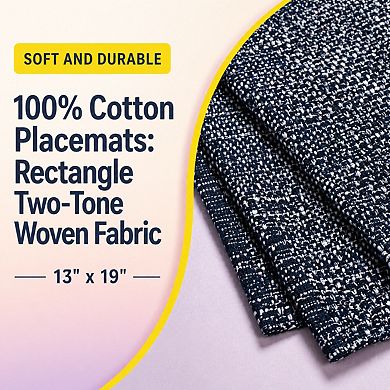 Cotton Two Tone Woven Placemats Set Soft Durable Machine Washable