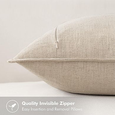Decorative Linen Euro Sham Pillow Covers 24x24 Beige Boho Farmhouse Couch Throw Pillows For Bed Pack