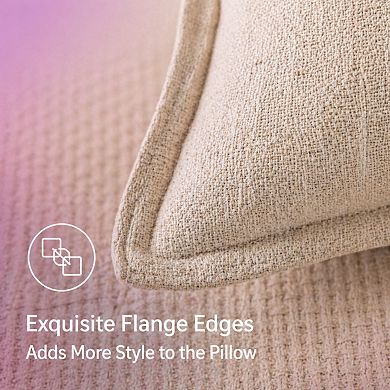 Decorative Linen Euro Sham Pillow Covers 24x24 Beige Boho Farmhouse Couch Throw Pillows For Bed Pack