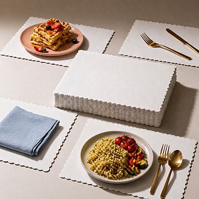 200 Pack Disposable Paper Placemats Scalloped Edge For Restaurant Catering Dining Table Parties