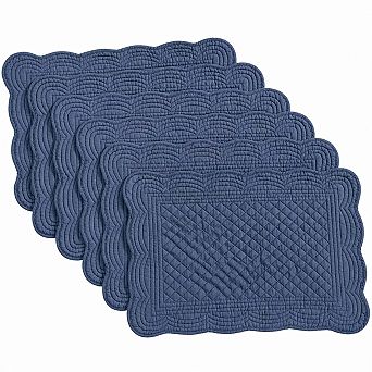 Quilted Cotton Placemats Set of 6 Washable Rectangular Heat Insulating Double Layer
