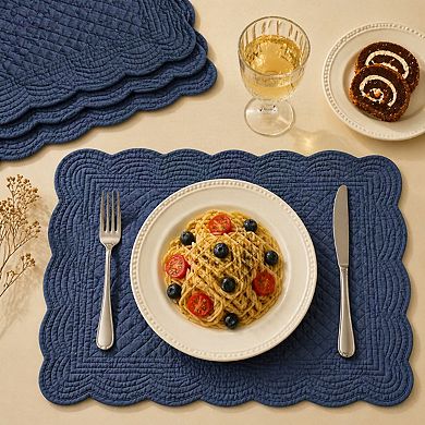 Quilted Cotton Placemats Set of 6 Washable Rectangular Heat Insulating Double Layer