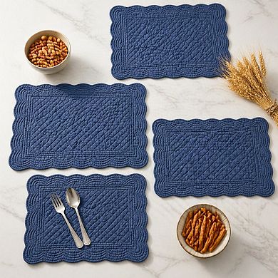 Quilted Cotton Placemats Set of 6 Washable Rectangular Heat Insulating Double Layer