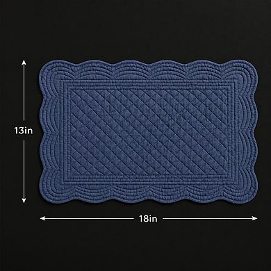 Quilted Cotton Placemats Set of 6 Washable Rectangular Heat Insulating Double Layer