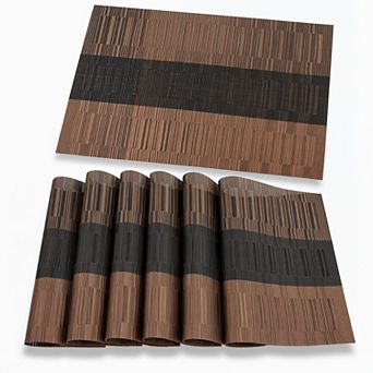 Washable Vinyl Woven Placemats Durable Heat Resistant Dining Set of 6