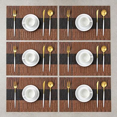 Washable Vinyl Woven Placemats Durable Heat Resistant Dining Set of 6