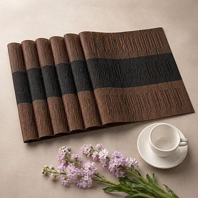 Washable Vinyl Woven Placemats Durable Heat Resistant Dining Set of 6