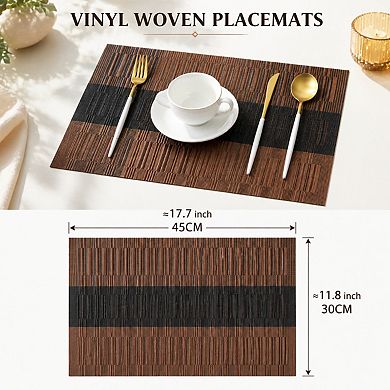 Washable Vinyl Woven Placemats Durable Heat Resistant Dining Set of 6