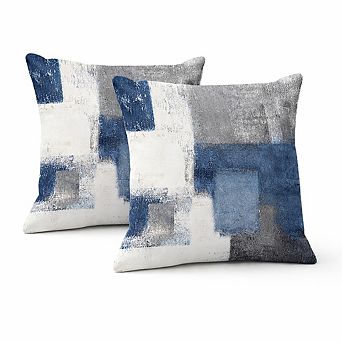 Set Of 2 Throw Pillow Covers Modern Abstract Painting Soft Velvet Decorative Sofa Cases 18x18 Inches
