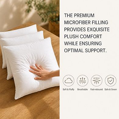 Luxury Pillow Inserts Pack Of 4 Ultra Soft White Polyester Microfiber Durable Couch Cushion Fillers