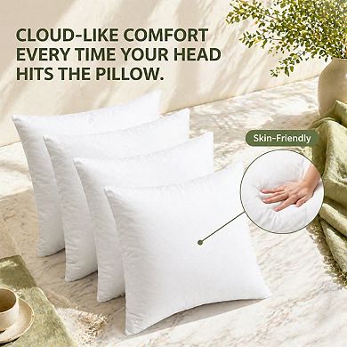Luxury Pillow Inserts Pack Of 4 Ultra Soft White Polyester Microfiber Durable Couch Cushion Fillers