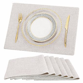 Cotton Linen Placemats Set of 6 Washable Farmhouse Dining Table Mats Thick Sturdy Easy Care