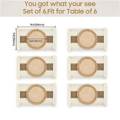 Handmade Boho Placemats Set of 6 Cotton Burlap Water Straw Woven Farmhouse Dining Table Mats