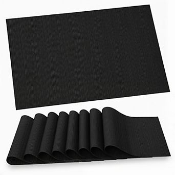 Set of 8 Vinyl Woven Place Mats Washable Non-slip Heat Insulated Dining Table Mats